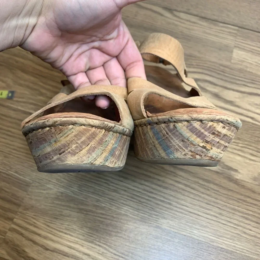 Born Multicolor‎ Cork Wedge Heel Leather Sandals - Size 11 EU 43